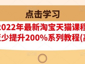 樊剑2022年最新淘宝天猫课程-转化率至少提升200%系列高级篇【视频教程】